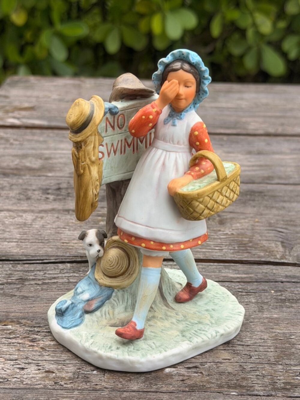 Vintage 1974 Norman Rockwell Figurine "No Swimming" Saturday Evening Post 1929
